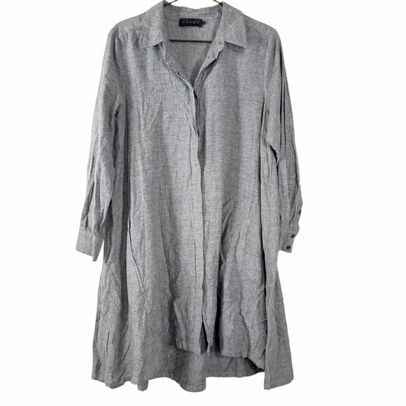 Hatch Gray Cotton Maternity Dress Swing Loose Flowy Button Pockets One Size - Picture 1 of 7